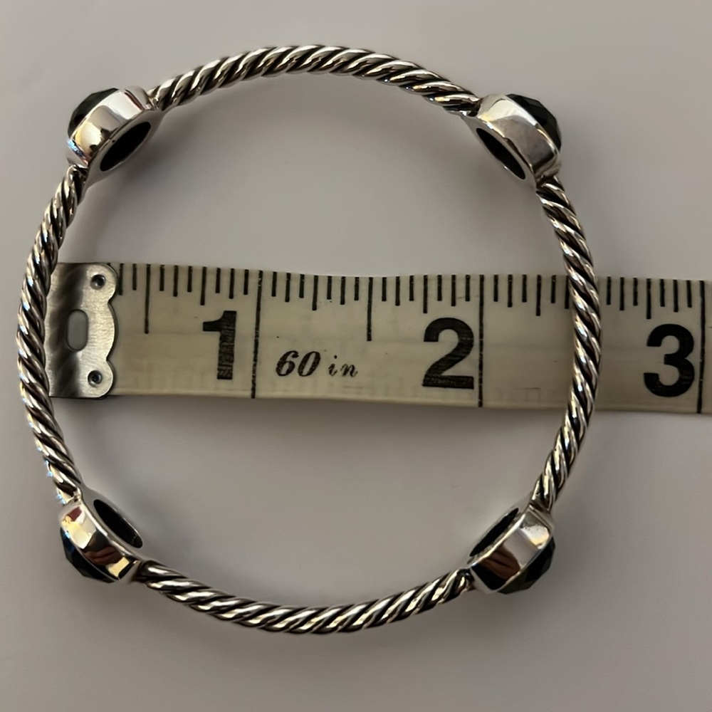 David Yurman 4 Station Black Onyx 10X9 mm Oval Renaissance Bangle - Picture 5 of 5